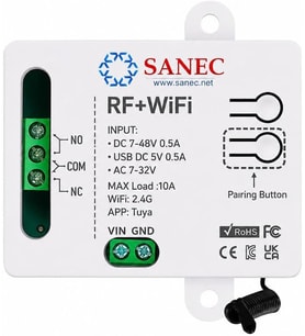 Akıllı WiFi + RF 433MHz Tek Kanallı 10A Röle Modülü (Tuya, Alexa, Google Asistan Destekli)