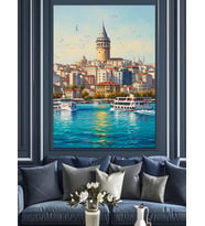 İstanbul Galata Kulesi Manzarası Dekoratif Kanvas - Mdf Ahşap Tablo