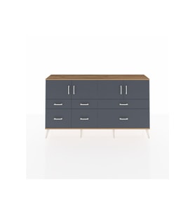 Arges Konsol 4 Raflı 6 Çekmeceli 4 Kapaklı 176x30x99 Çam-Antrasit
