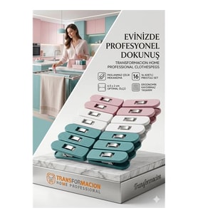 Profesyonel Çamaşır Mandalı  16'li Çelik Mekanizmalı İz Bırakmaz Mandal Seti 723089