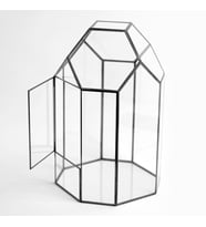 33x20x20cm  Cam Fanus  Geometrik Teraryum  Kapaklı  Çikolata Kutusu  Siyah