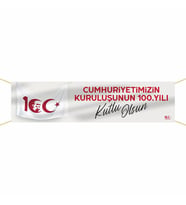 Yüzüncü Yılımız Kutlu Olsun Kumaş Pankart-6 (Kırmızı)