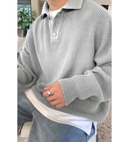 Erkek Düğmeli Regular Polo Yaka Triko Kazak