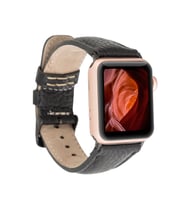 Apple Watch Uyumlu Deri Kordon 42-44-45mm FL1 Siyah