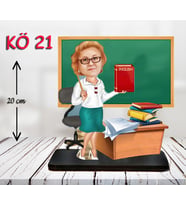 Kişiye Özel Ahşap Biblo - Kadın Öğretmen Karikatür Biblo - Öğretmen Biblo 21