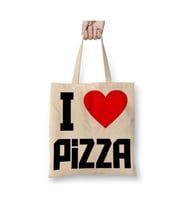 I Love Pizza Beyaz Bez Çanta Uzun Saplı Alışveriş Çantası Plaj Çantası