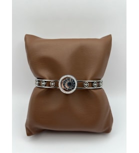 Arnes Jewelry Çelik Silver Zirkon Taşlı Kelepçe Bileklik