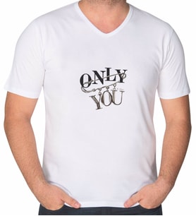 BK Gift Kişiye Özel İsimli V Yaka Tişört-16 (Beyaz)