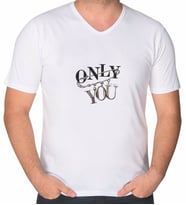 BK Gift Kişiye Özel İsimli V Yaka Tişört-16 (Beyaz)