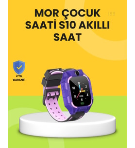 S10 Akıllı Çocuk Saati Mor Tasarım Adımsayar Alarm Fonksiyonlu