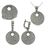 Gümüş Zirkon Taşlı Yuvarlak Bayan Set