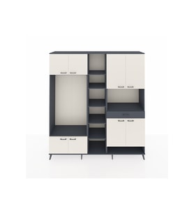 Hyperion Dolap 12 Raflı Tek Çekmeceli 8 Kapaklı 220x44x243 Antrasit-Aytaşı/Antrasit