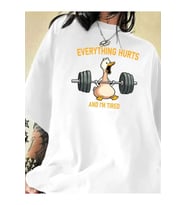 Baskılı Oversize Bisiklet Yaka T-shirt - Beyaz