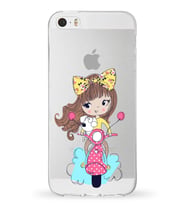 Apple iPhone 5S Uyumlu Kapak Vespagirl Tasarımlı Şeffaf Silikon Kılıf