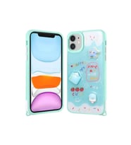 Apple iPhone 11 Uyumlu Kılıf Parlayan Simli Kabartma Figürlü Zore Cevze Kapak (Açık Yeşil)