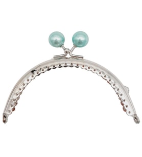 Angel Çanta Aksesuar 10.5 cm Gümüş Metal Su Yeşili Toplu Oval Cüzdan Klipsi Çanta Bursu Model 2