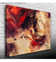 Bej ve Kırmızı Renklerde Soyut Kanvas Tablo 50 x 70