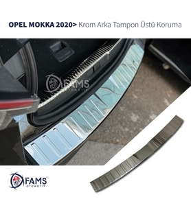 Opel Mokka Krom Arka Tampon Üstü Koruma 2020> Paslanmaz Çelik