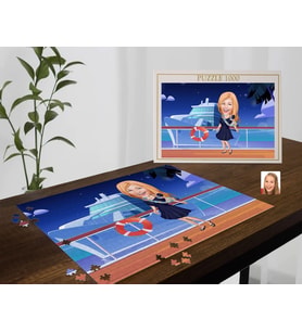 BK Gift Kişiye Özel Tatilci Kadın Tasarımlı 1000 Parça Profesyonel Puzzle-5, 1000 Puzzle, Arkadaşa Hediye