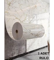 120cm x 3 METRE Tek Parça Yapışkanlı Rulo Mermer Desenli Duvar Paneli Kağıdı Silinebilir LS-6010-BöTE