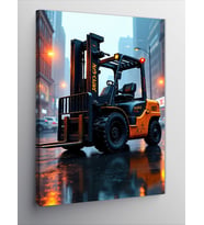 Kanvas Tablo Yağmurlu Gecede Forklift