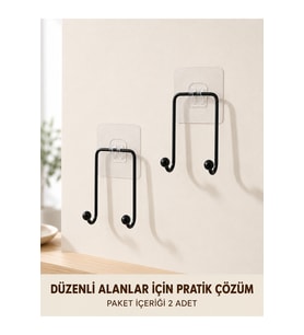 2 Adet Yapışkanlı Duvar Askısı Pratik Çok Amaçlı Düzenleyici