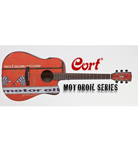Cort MOTOR OIL 2 BKS Elektro Akustik Gitar  Siyah Satin - Retro Seri
