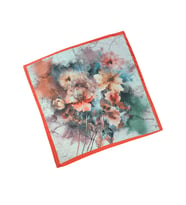 Enba Çiçek Desenli Pamuklu Eşarp 90x90 cm (Turuncu)