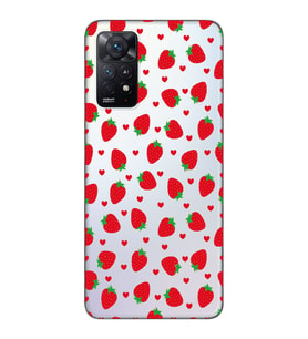 Xiaomi Redmi Note 12 PRO 4G Uyumlu Çilek ve Kalpler Tasarımlı Şeffaf Telefon Kılıfı