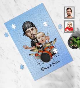 Kişiye Özel Babalar Günü Baba Erkek Bebek Karikatürlü A4 99 Parça Puzzle Model-2