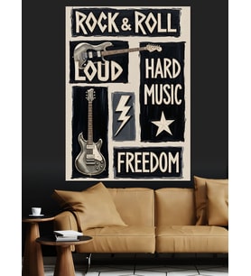 Rock'N Roll Müzik Poster Dekoratif Kanvas - Mdf Ahşap Tablo