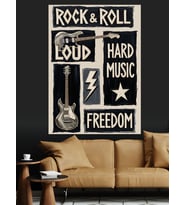Rock'N Roll Müzik Poster Dekoratif Kanvas - Mdf Ahşap Tablo