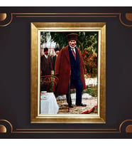 Altın Varaklı Çerçeveli Paspartulu Atatürk Tablo TR0644 (Gold)