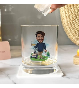 Kişiye Özel Golf Aşığı Karikatürlü Viski Bardağı