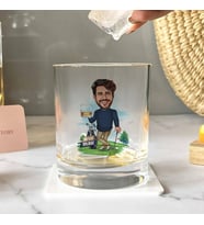 Kişiye Özel Golf Aşığı Karikatürlü Viski Bardağı
