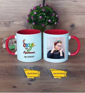 Okul Öncesi Öğretmeni Kupa Bardak Kırmızı Fotoğraflı Öğretmenler Günü Hediyesi