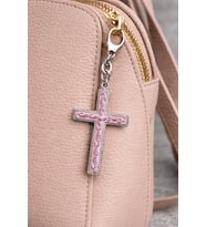 Pembe Gotik Haç Figürlü Metal Anahtarlık Unisex Tasarım