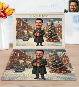 BK Gift Kişiye Özel Erkek Yılbaşı Karikatür Tasarımlı 1000 Parça Profesyonel Puzzle-4, 1000 Puzzle, Yeni Yıl Hediyesi, Yılbaşı Hediyesi