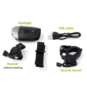 Forte GT Superl Lava 300lm Bisiklet Ön Işık Usb Kask ve Gidon Farı Xbyc 6126 (Siyah)
