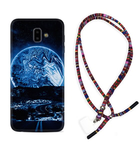 Samsung J6 Plus J7 Prime J7 Pro M20 Kılıf Boyun Asklı Rasta Silikon Mavi Gece 1605