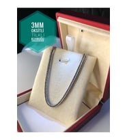 Gümüş Kolye - 3mm Tilki Kuyruğu Oksitli 925 Gümüş • Işıklı Kutuda Sevgiliye • Eşe Erkek Kolye