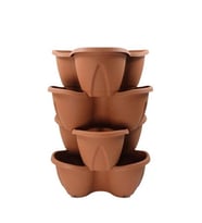 Omnipazar SO-PKS3 Pamukkale Dekoratif Saksı Çilek Saksı 4'lü Set 12.5 Litre Kiremit No 3