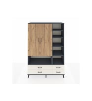 Hyperion Dolap 10 Raflı 4 Çekmeceli 2 Kapaklı 132x44x195 Antrasit-Çam/Aytaşı