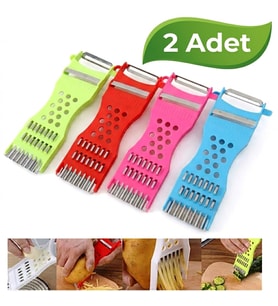 2 ADET 5 Fonksiyonlu Pratik Soyacak Mini Soyucu Dilimleyici Rende Sebze Doğrayıcı Çok Amaçlı Soyucu