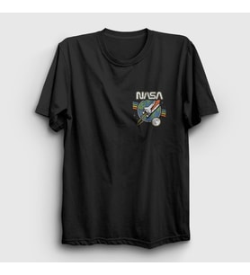 Presmono Unisex Siyah Rocket Nasa Space Uzay T-Shirt 369343tt