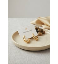 316L Çelik Gold Renk Kıvrımlı Halka Model Küpe TJ-BKP12048