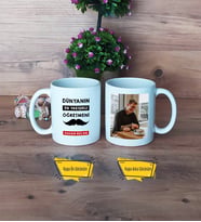 Erkek Öğretmene Hediye Kupa Bardak Beyaz Fotoğraflı Öğretmenler Günü Hediyesi