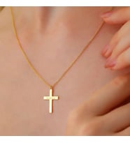 Kişiye Özel 925 Ayar Gümüş İsim Haç Model Kolye (Gold)
