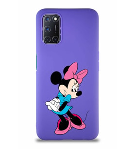 Oppo A72 Soft Premier Kapak Minnie Mouse-F Tasarımlı Silikon Kılıf - Mor (Şeffaf)