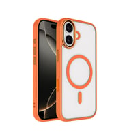 iPhone 17 Kılıf Wireless Şarj Özellikli Krom M-safe Silikon Kılıf (Turuncu)